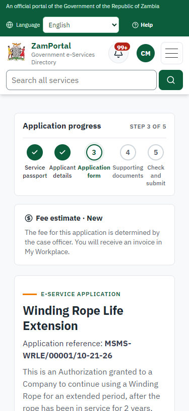 Fill in the application form (375 px phone)