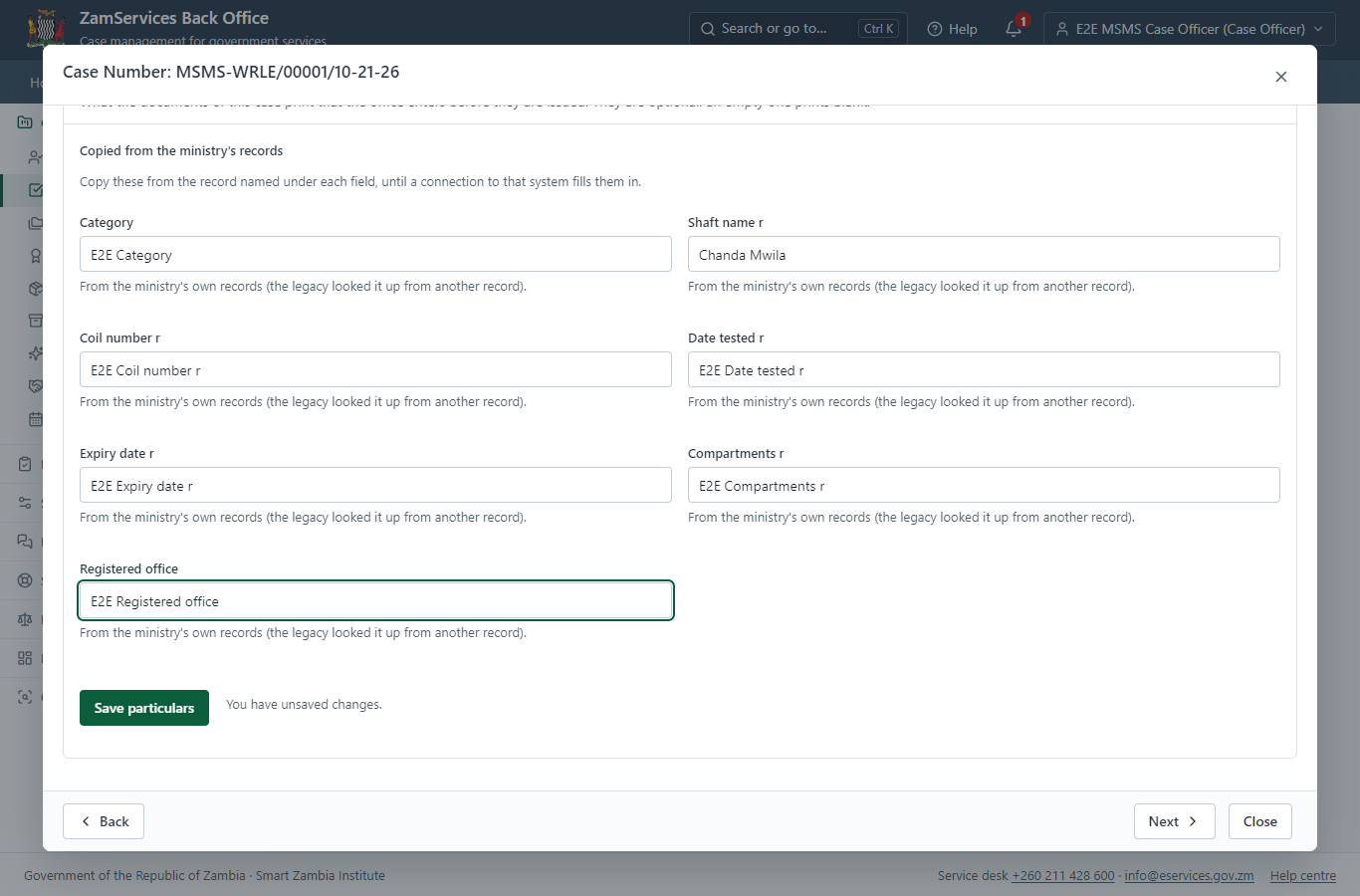 Fill in the certificate particulars (desktop)