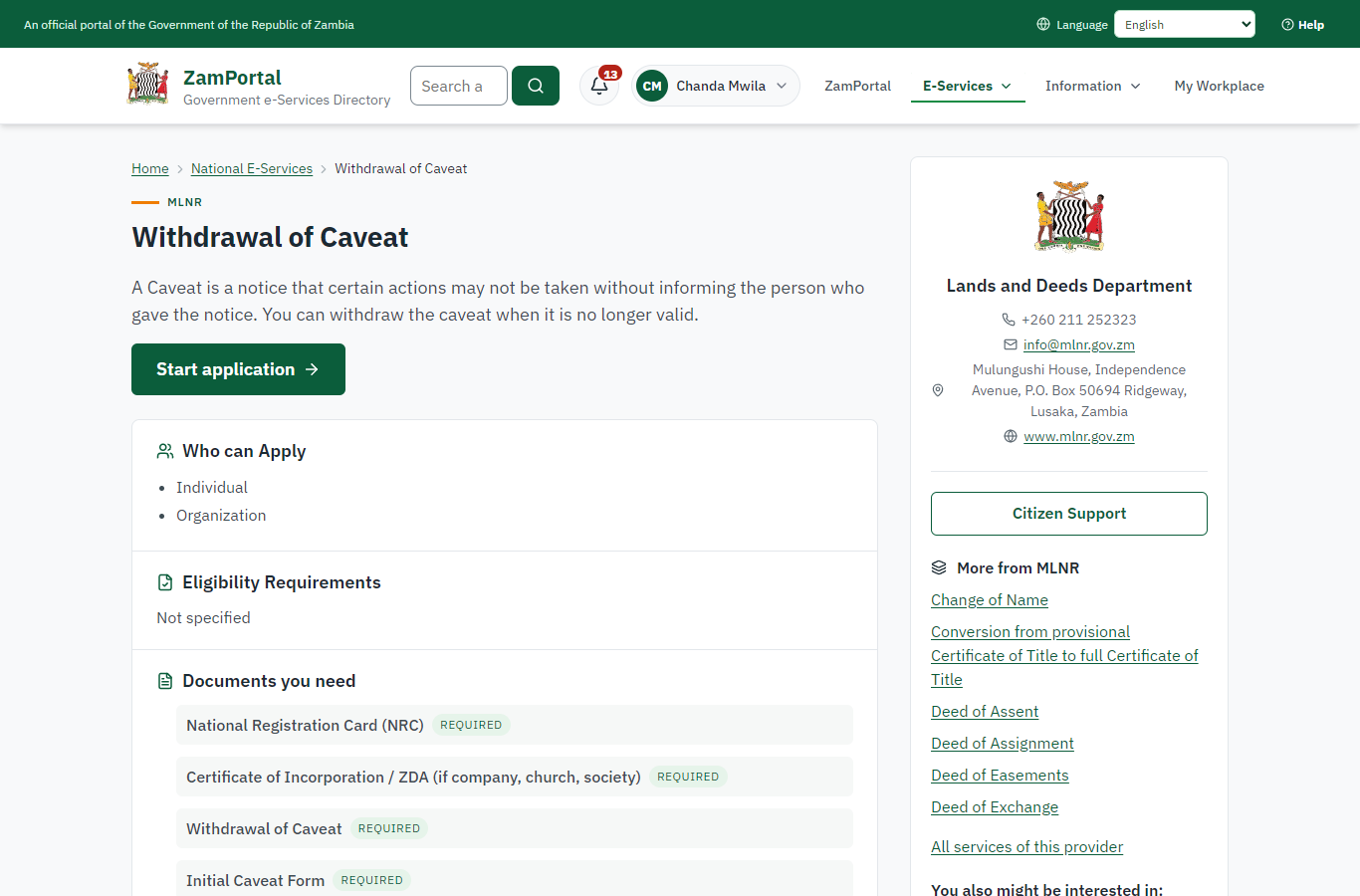 Read the service page (desktop)