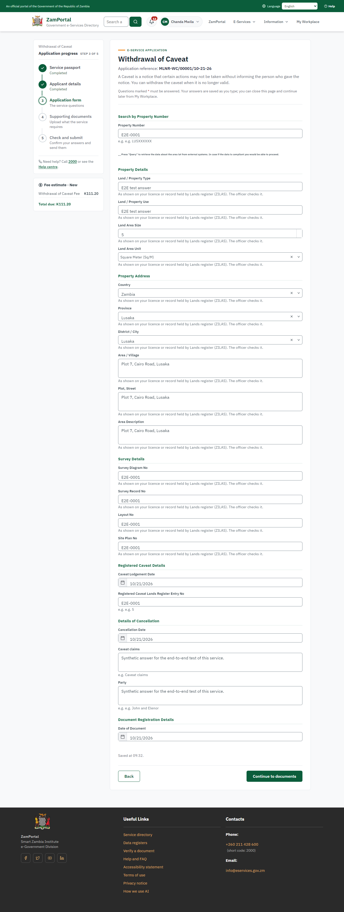 Fill in the application form (desktop)