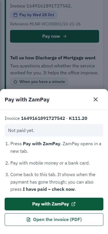 Pay with ZamPay (375 px phone)